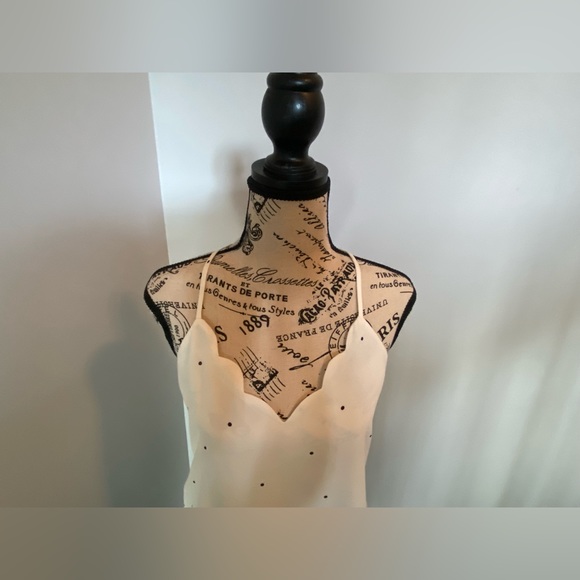 nine britton cream polka dot halter tank, sz Small - Picture 3 of 4